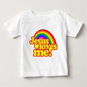 T-shirts Jesus ama-me (com arco-íris)