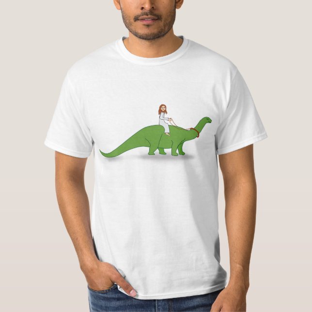T-shirts Jesus em um Brontosaurus (Frente)