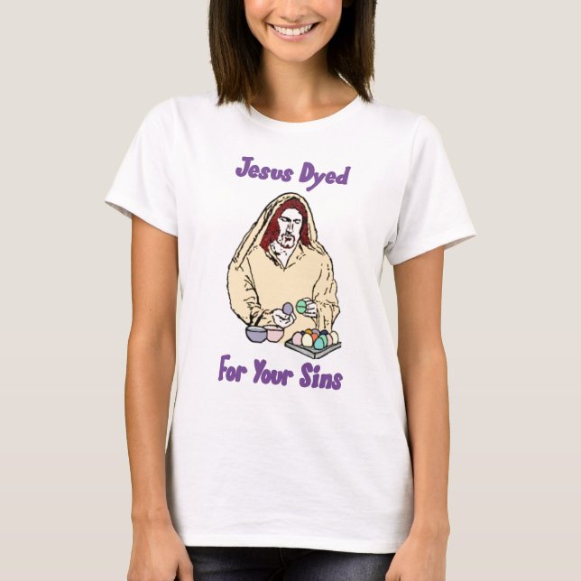 T-shirts Jesus tingiu-se para seus pecados (Frente)