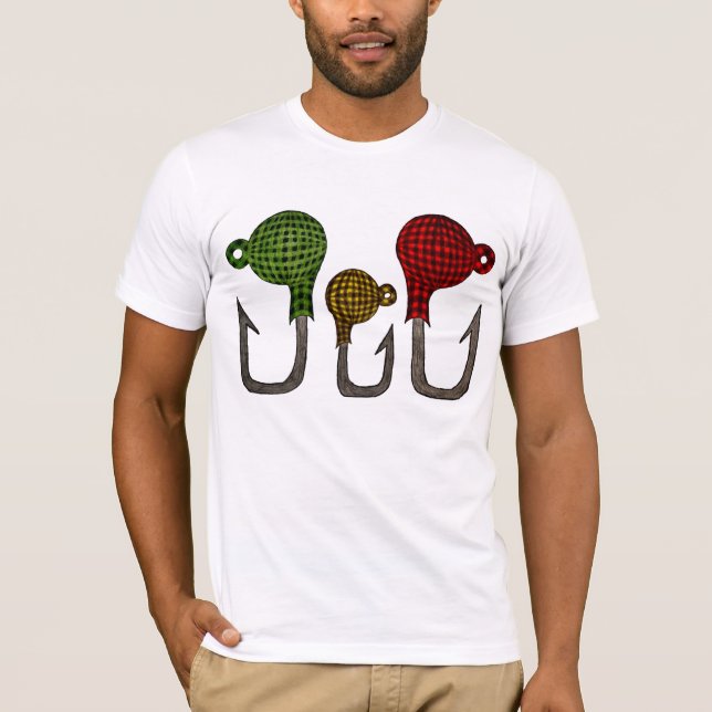 T-shirts jigheads dos peixes da xadrez - assinatura S de (Frente)