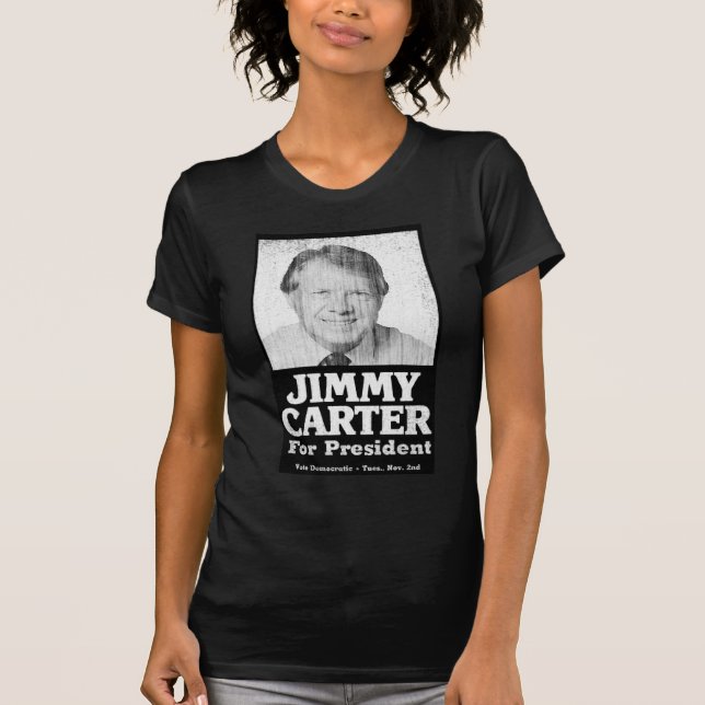 T-shirts Jimmy Carter afligiu preto e branco (Frente)