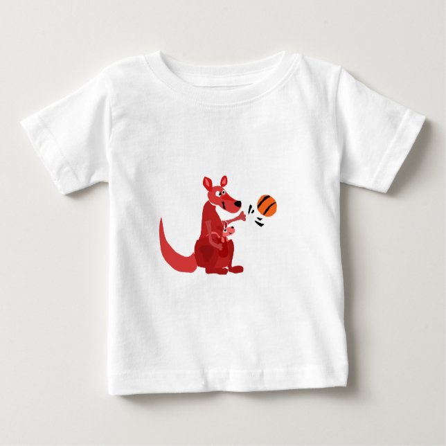 T-shirts JJ mãe e bebê do canguru com basquetebol (Frente)