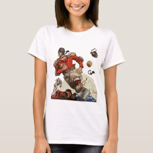 T-shirts Jogador de futebol do Vintage Sports Quarterback e