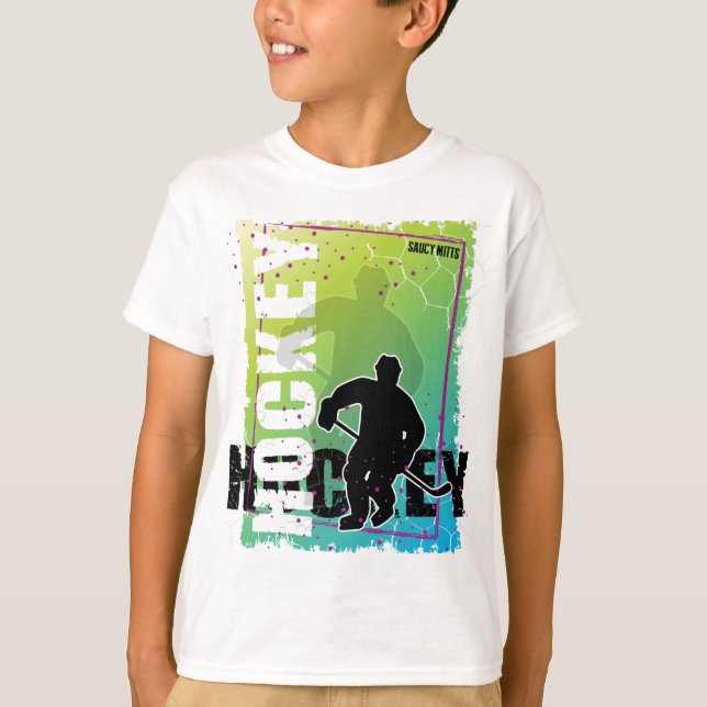 T-shirts Jogador de Hockey com abstrato (Frente)
