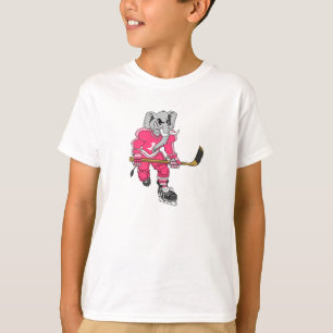 T-shirts Jogador de hóquei do elefante cor-de-rosa
