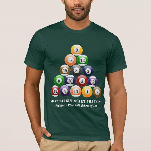 T-shirts Jogo da piscina das bolas de bilhar 8-Ball da (Frente)