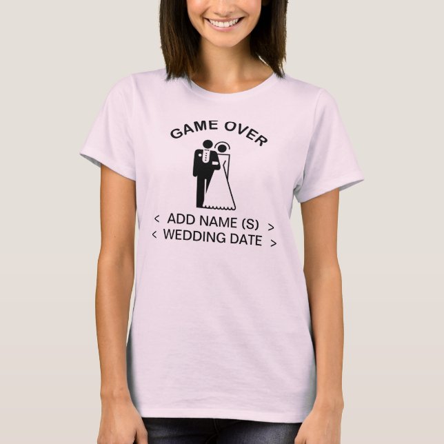 T-shirts Jogo Sobre Adicionar Nomes Data de Casamento T-Shi (Frente)