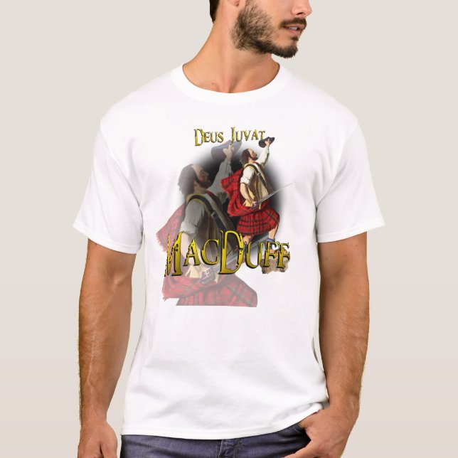 T-shirts Jogos das montanhas de MacDuff Deus Juvat do clã (Frente)