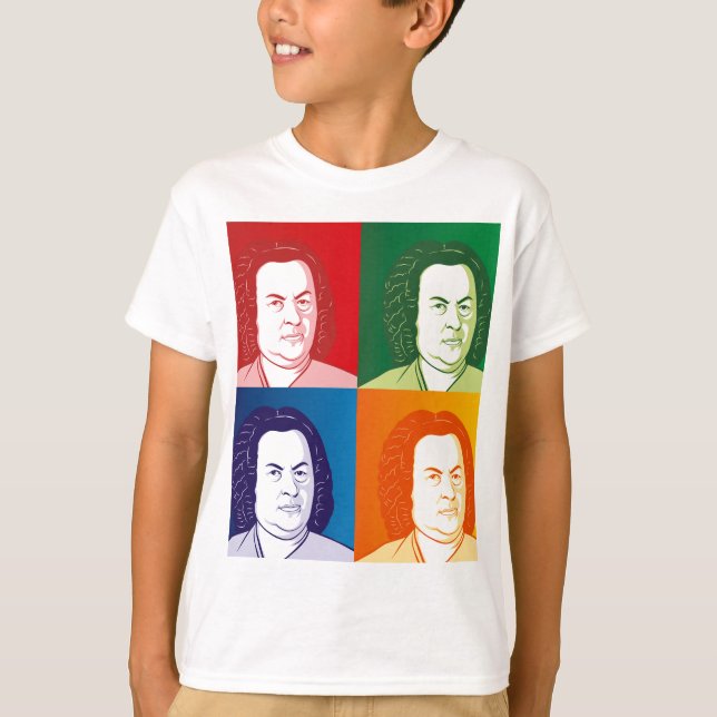 T-shirts Johann Sebastian Bach im Cartoon Stil (Frente)