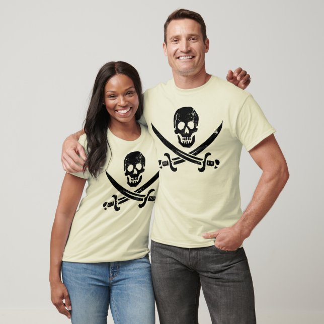 T-shirts John Rackham (Calico Jack) Pirata Flag Jolly Roger (Unissex)