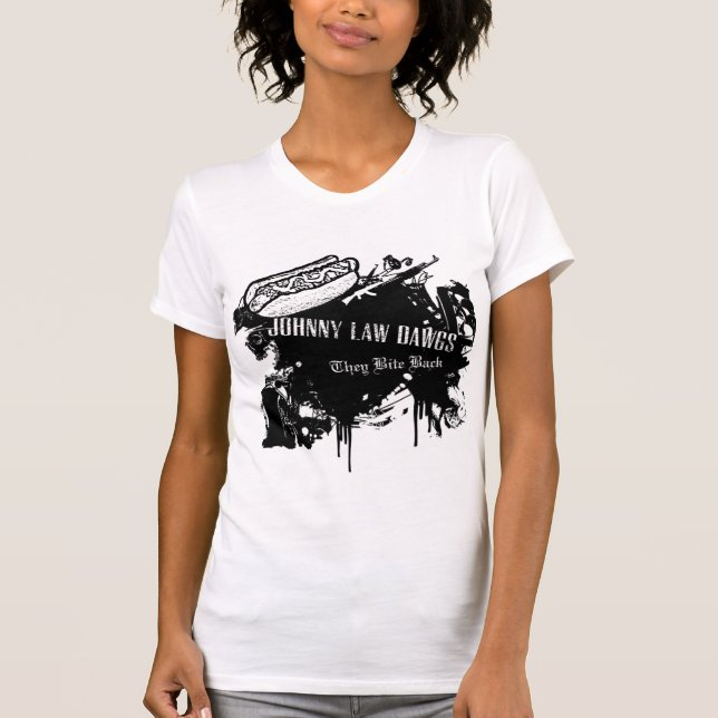 T-shirts Johnny morde para trás!  para senhoras e meninas (Frente)