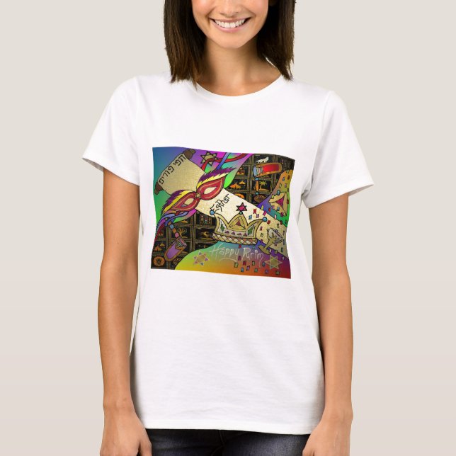 T-shirts Judaica Happy Purim Jewish Holiday Gifts Roupa (Frente)