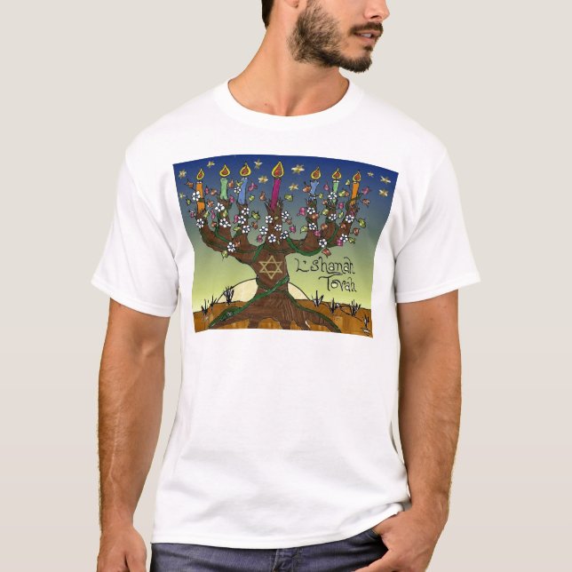 T-shirts Judaica L'shanah Tovah Tree Of Life Gifts Roupa (Frente)