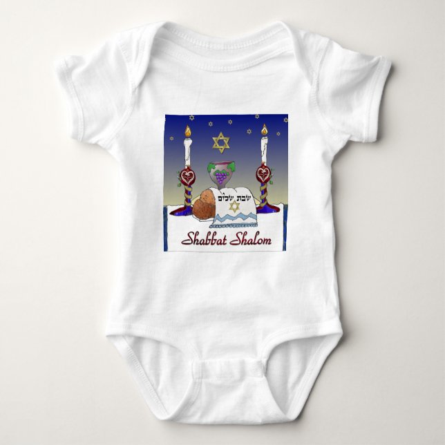 T-shirts Judaica Shabbat Shalom Art Impressão (Frente)