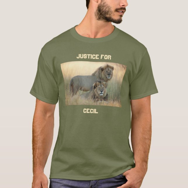 T-shirts Justiça para Cecil com Jericho o Leão Irmão (Frente)