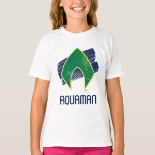 T-shirts Justice League Brush & Halftone Aquaman Symbol