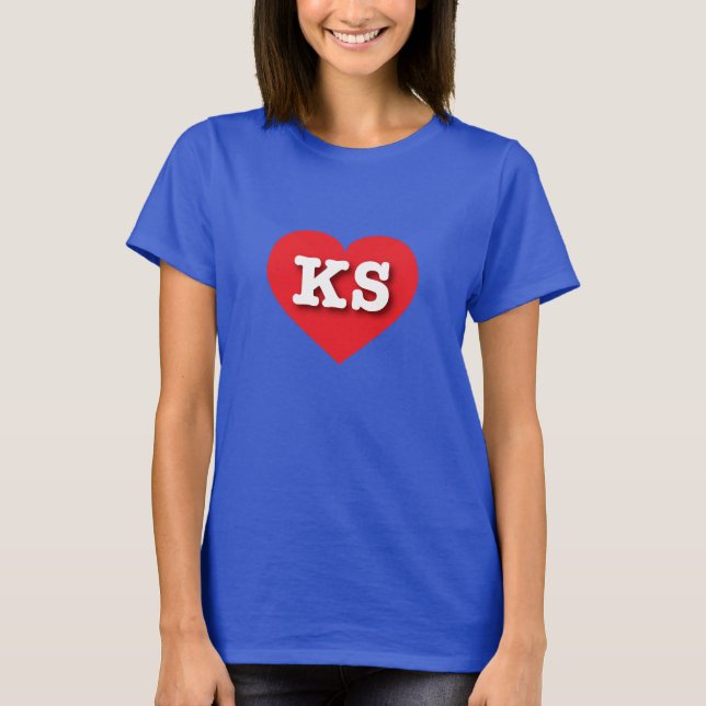 T-shirts Kansas Red Heart - Eu amo KS (Frente)