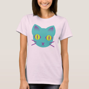 T-shirts Kawaii Anime Kitty Gato Azul Verde Roxo