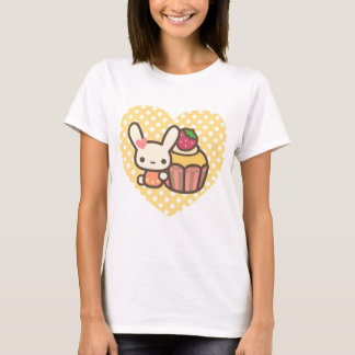 T-shirts Kawaii bonito do rosa da morango do cupcake do