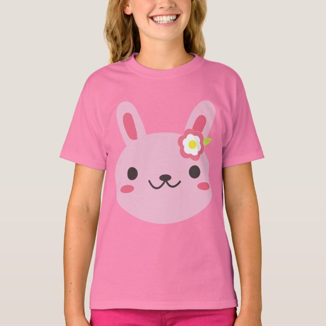 T-shirts Kawaii Bunny Rosa (Frente)