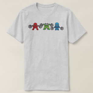 T-shirts Kawaii em Potência - Quadrado, Imprensa em Banco, 