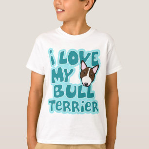 T-shirts Kawaii eu amo meu bull terrier rajado