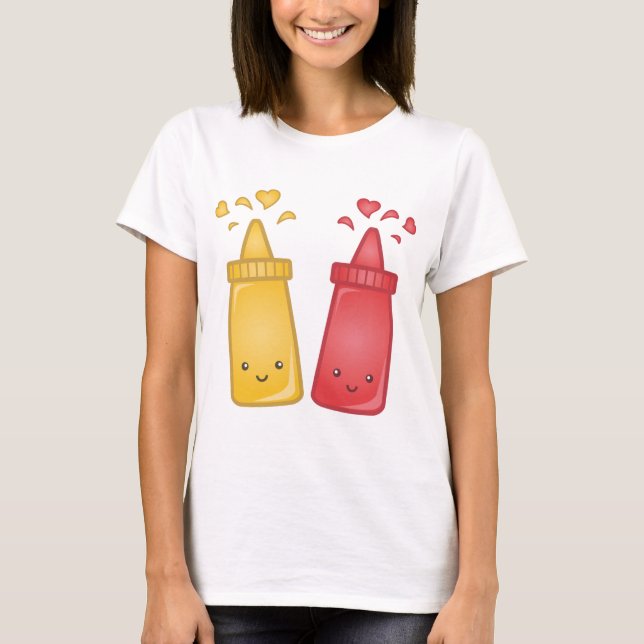 T-shirts Kawaii Mustard e Ketchup Love (Frente)