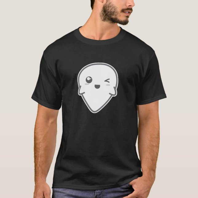 T-shirts Kawaii Winking Ghost Clothing (Frente)