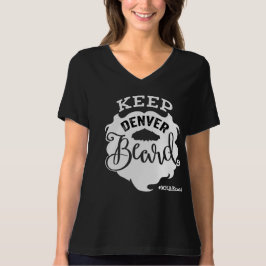T-shirts "Keep Denver Beard", preto no pescoço feminino