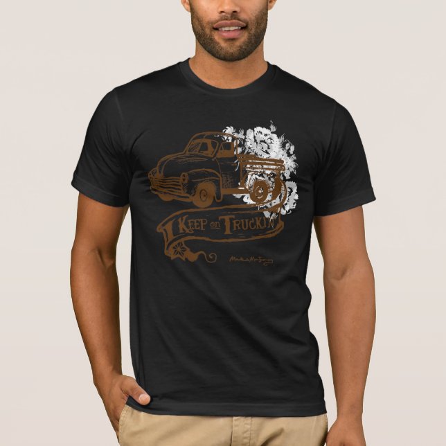 T-shirts Keeptruckin'- withflowers-marrom (Frente)