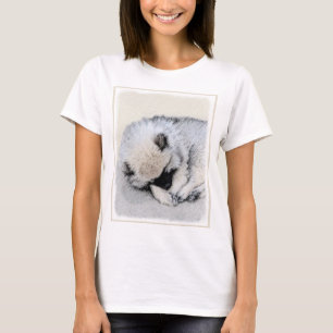 T-shirts Keeshond Dormindo Puppy Pintura Original