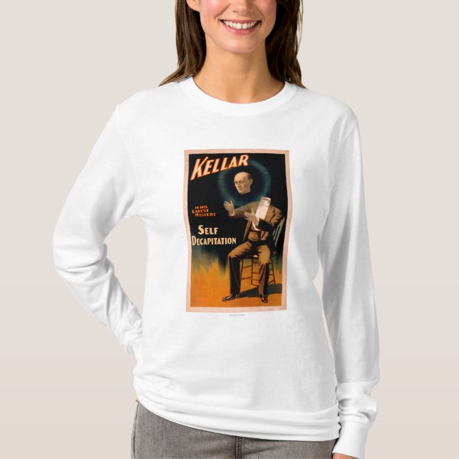 T-shirts Kellar que executa a mágica da decapitação do auto (Frente)
