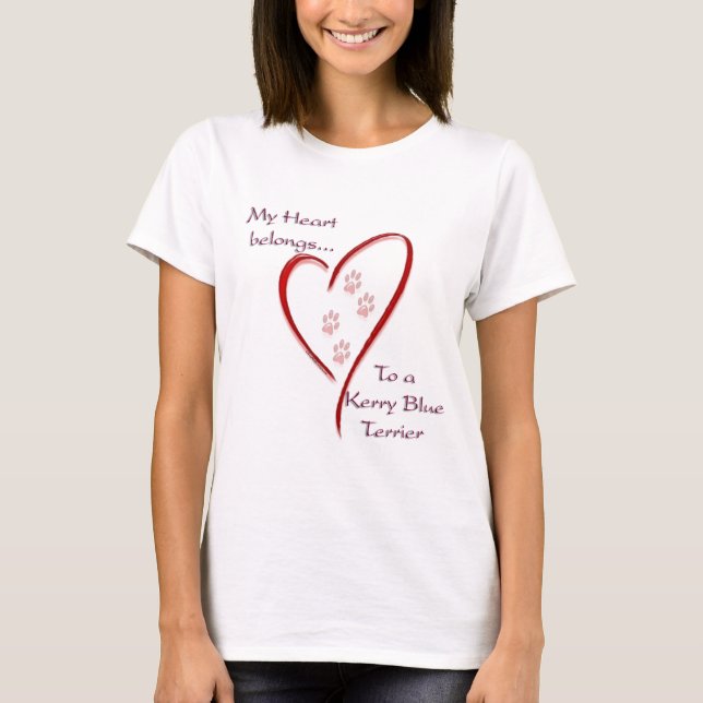 T-shirts Kerry Blue Terrier Heart Pertence (Frente)