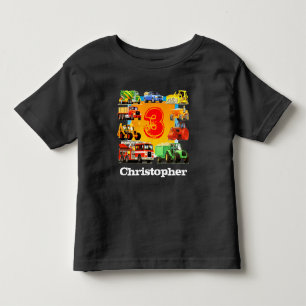 T-shirts Kids Custom Name Construction Truck aniversário de
