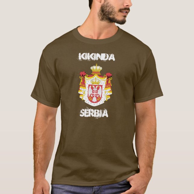 T-shirts Kikinda, Sérvia com casaco de armas (Frente)