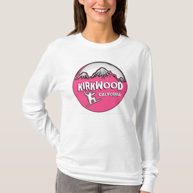 T-shirts Kirkwood California - Snowboard, cor-de-rosa (Frente)