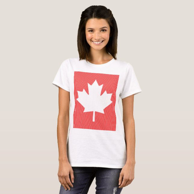 T-shirts Knit Style Maple Leaf Knitting Motif (Frente Completa)