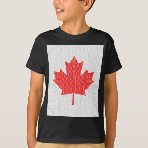 T-shirts Knit Style Maple Leaf Knitting Motif
