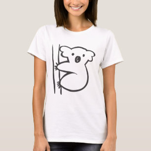 T-shirts Koala novo em uma árvore no esboço preto e branc