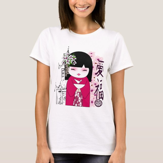 T-shirts Kokeshi, boneca japonesa, こけし (Frente)