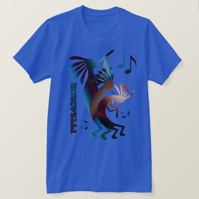T-shirts Kokopelli Music Dance Royal Blue T (Frente do Design)