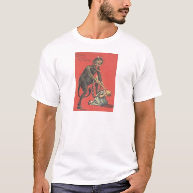T-shirts Krampus Castigando Menina (Frente)