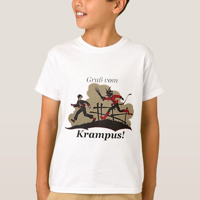T-shirts Krampus Chases Kid (Frente)