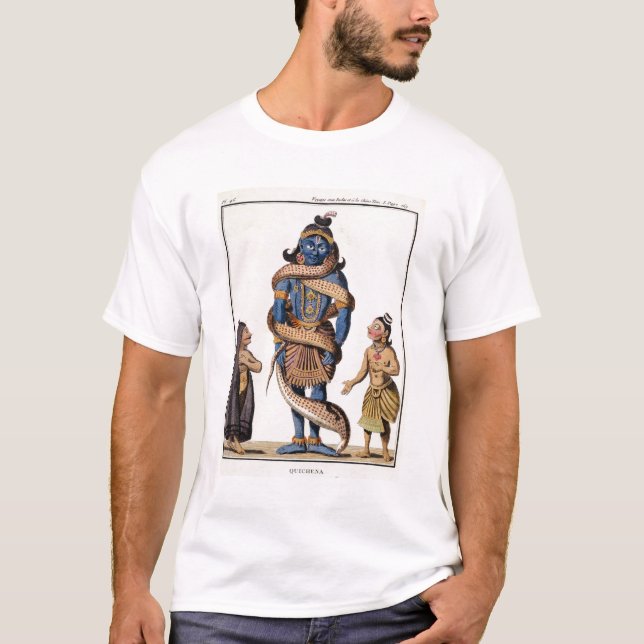 T-shirts Krishna espremeu pela serpente de Kaliya, 'de Voya (Frente)
