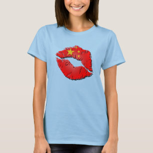 T-shirts Lábios chineses da bandeira