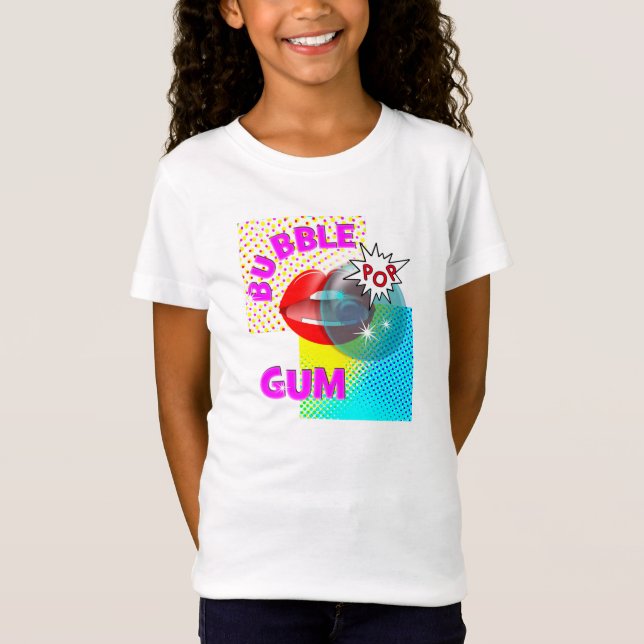 T-shirts Lábios de pastilhas de Pop de Arte Funky Retro (Frente)