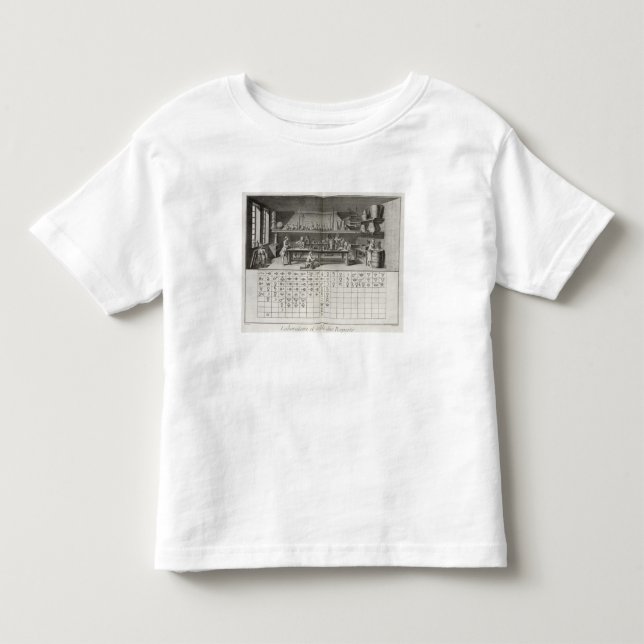 T-shirts Laboratório e mesa científicos de sinais químicos, (Frente)