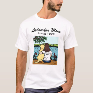 T-shirts Labrador e mamã amarelos personalizados por muito