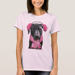 T-shirts Labrador Preto Com Mata De Ouvido