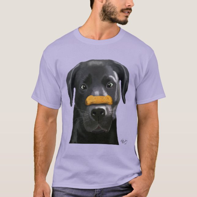 T-shirts Labrador Preto com Osso no Nariz 2 (Frente)